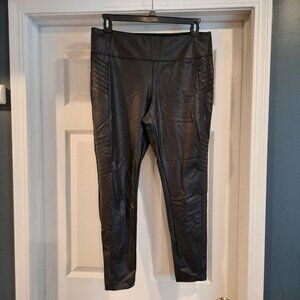 Athleta Delancy Gleam Moto Tight Womens XL Black Faux Leather Legging Biker